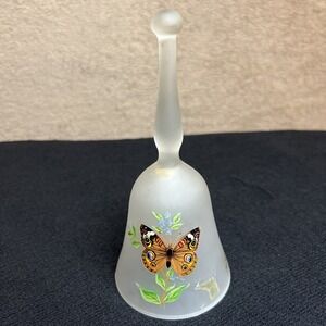 Vintage Viking USA Frosted Glass Butterfly Bell With Clapper